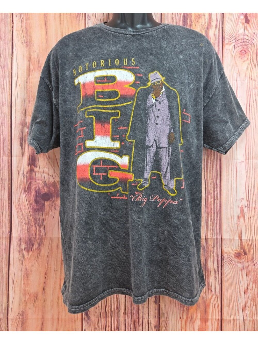 The Notorious B.I.G. Graphic T-Shirt XL Big Poppa Design Black Acid Wash